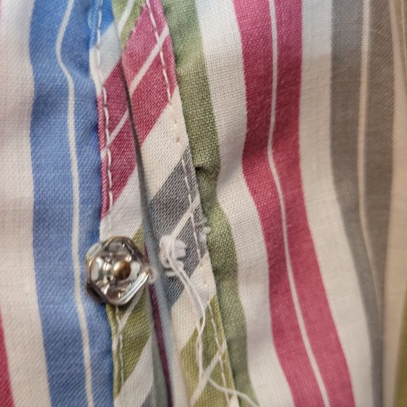 Vintage Dress Sears Perma Prest Stripes Peter Pan Collar Button Front Size 12/14 - Picture 5 of 9